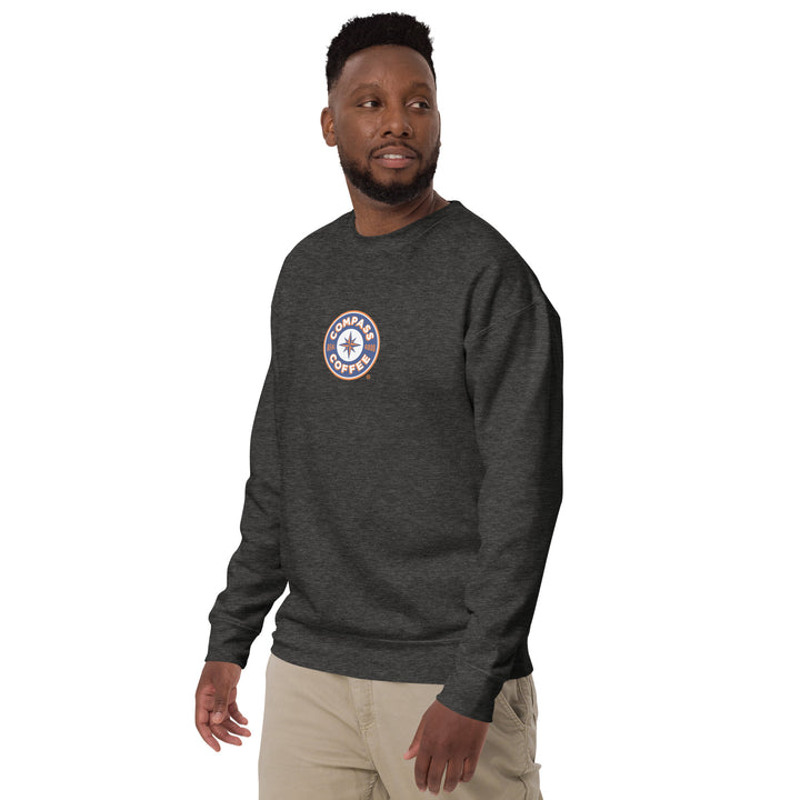 Compass Coffee Unisex Premium Sweatshirt in Charcoal
