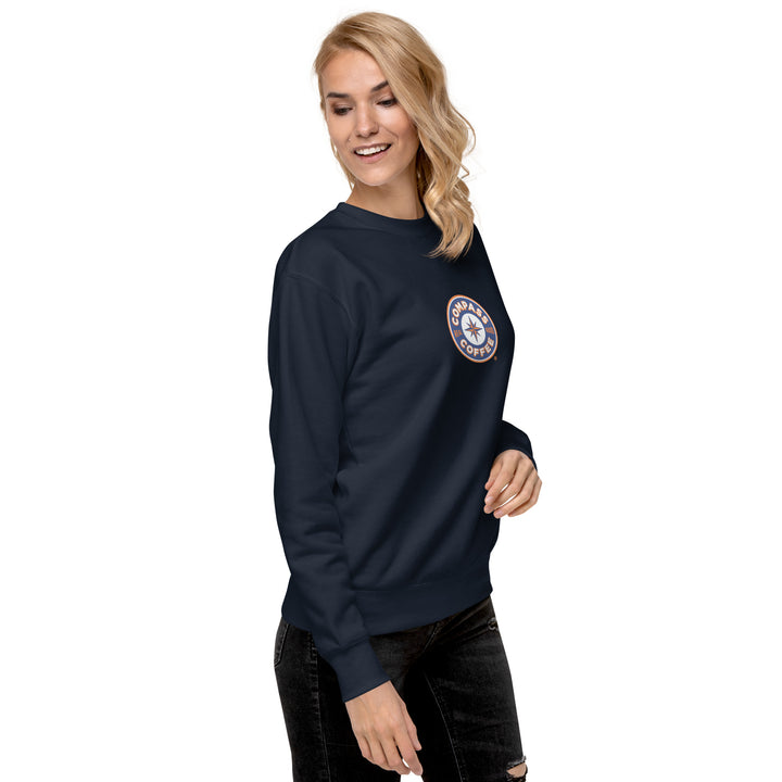 Compass Coffee Unisex Premium Sweatshirt in Navy