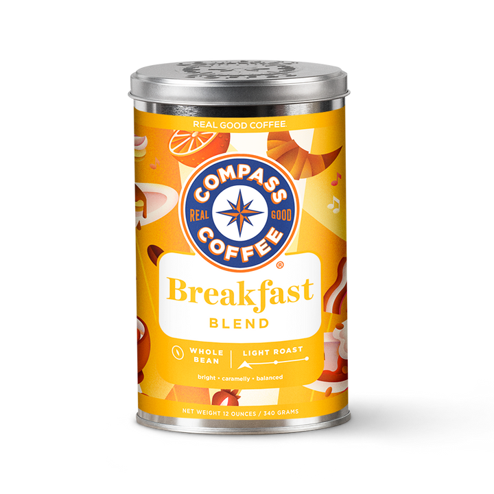 Compass Coffee Breakfast blend light roast 12 oz tin