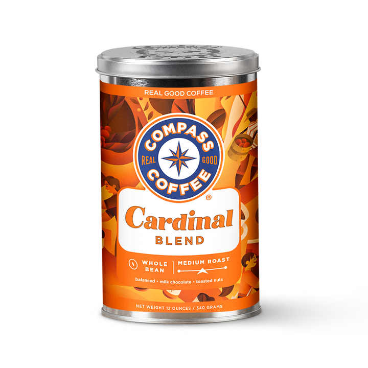 Compass Coffee cardinal whole bean medium roast 12oz tin