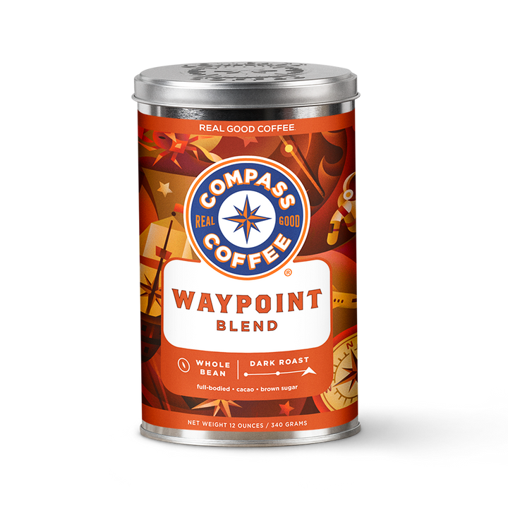 Compass Coffee Waypoint Whole Bean 12oz Tin Dark Roast